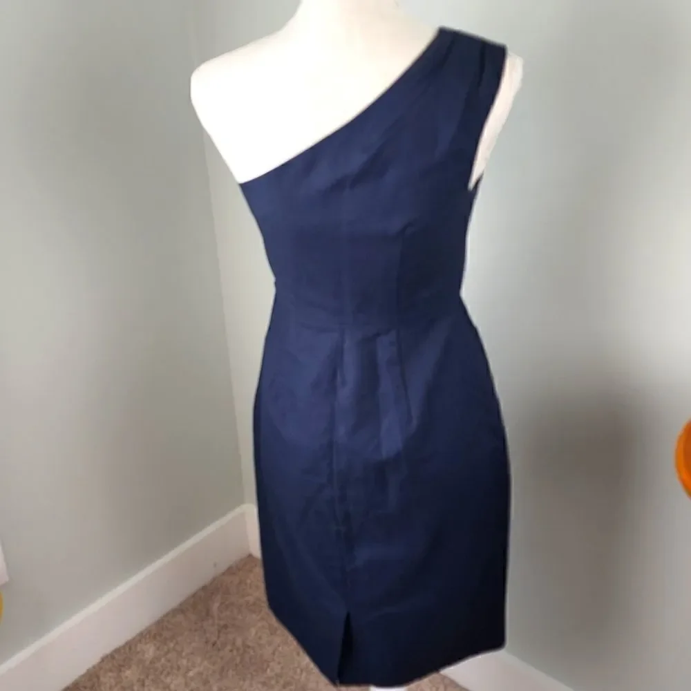 J CREW WOMEN'S MISHA ONE SHOULDER WITH SUBTLE PLEATING FITTED DRESS SIZE 0